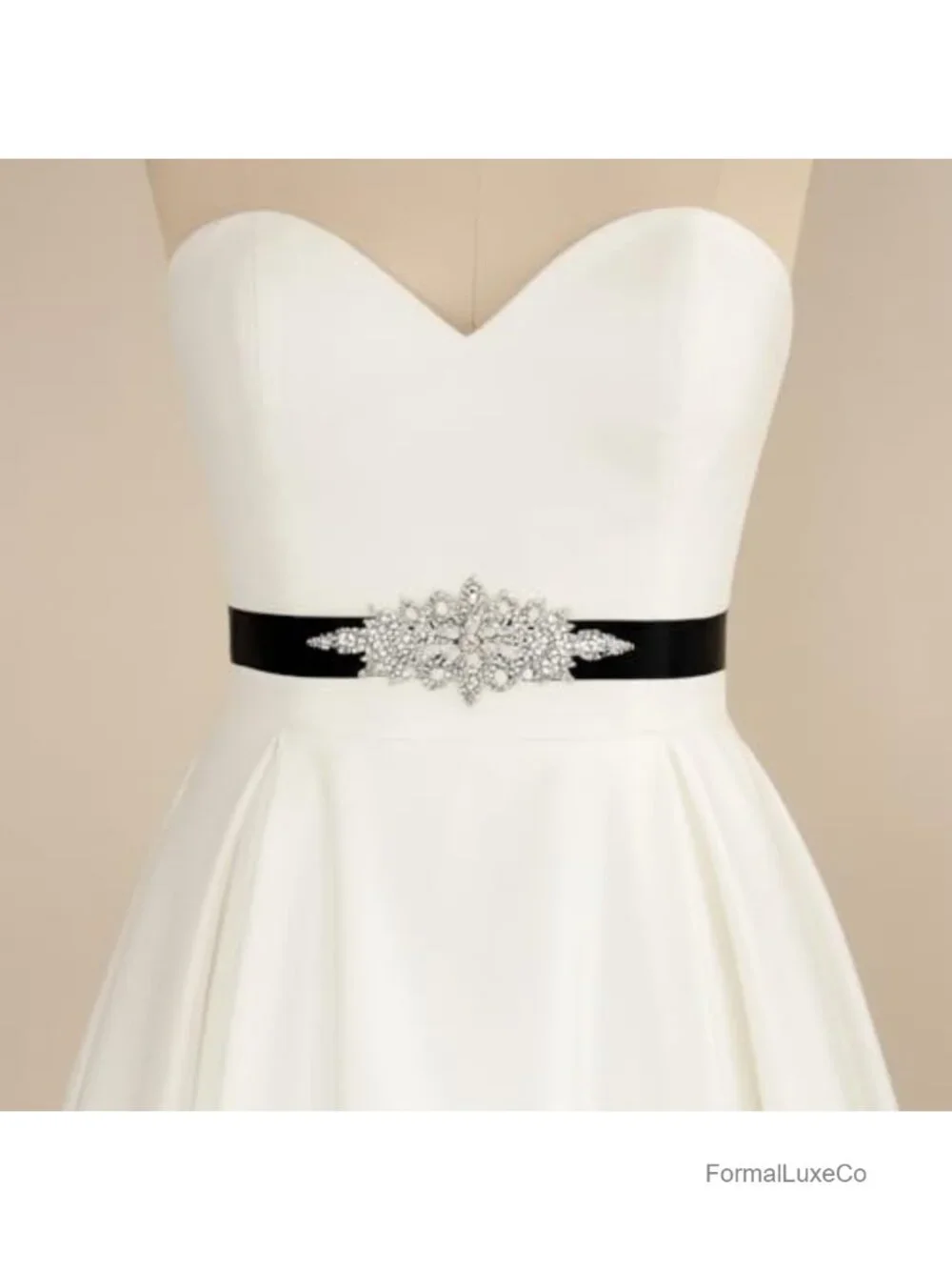 Handmade Faux Crystal Rhinestone Bridal Belt Sash, Obi Style